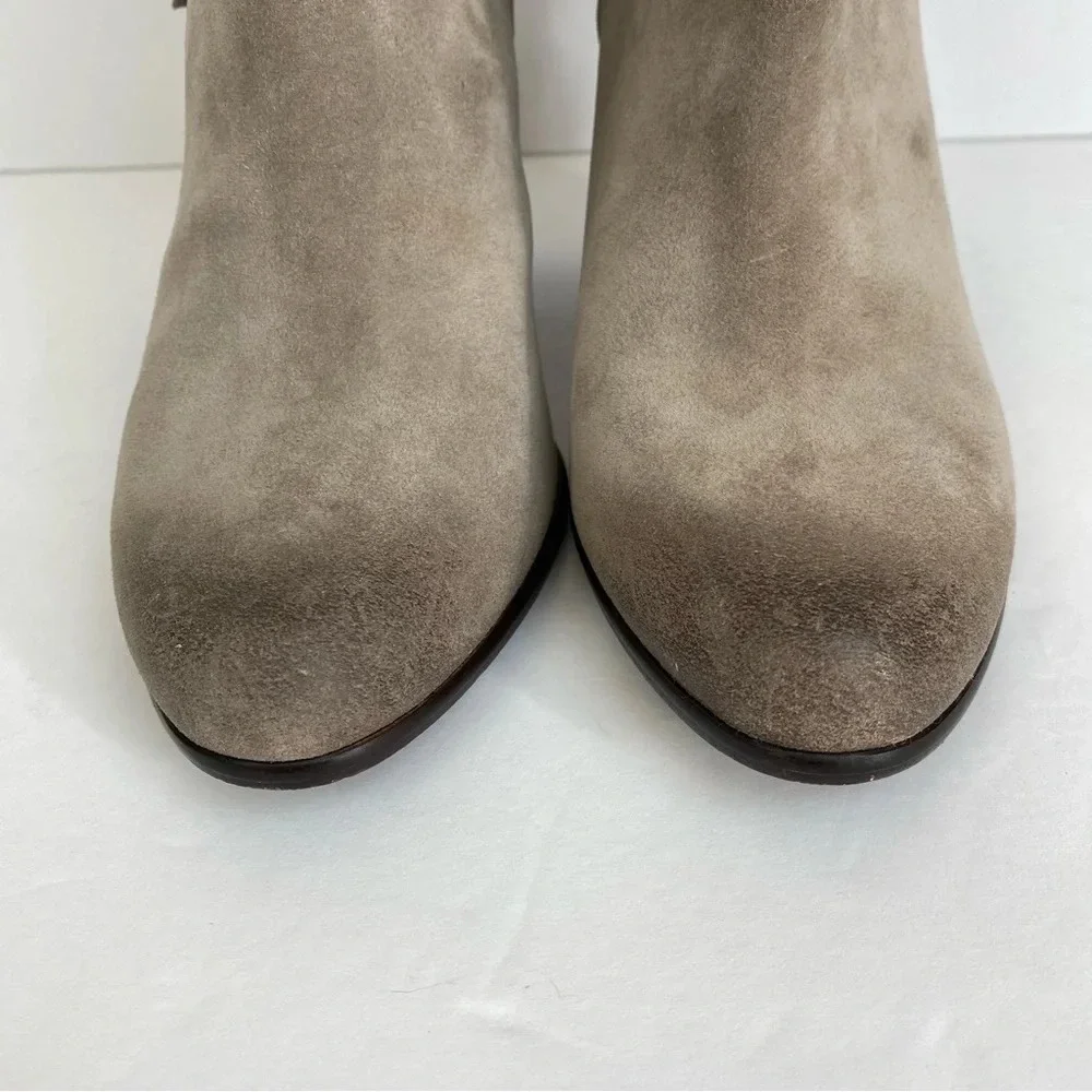 ASH Stone Suede Leather QUICK‎ Pull On Fringe Stacked Heel Boots EU 38